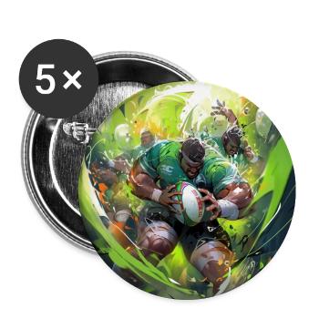 Rugby Rage - Lot de 5 grands badges (56 mm) - blanc - Devant