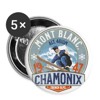 Mont Blanc Chamonix Jahrgang - Buttons groß 56 mm (5er Pack) - Weiß - Vorne