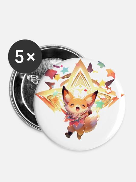 Sternen-Fennek - Buttons groß 56 mm (5er Pack) - Weiß