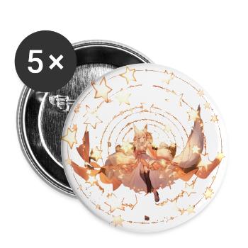 Mädchen aufgehender Stern - Buttons groß 56 mm (5er Pack) - Weiß - Vorne