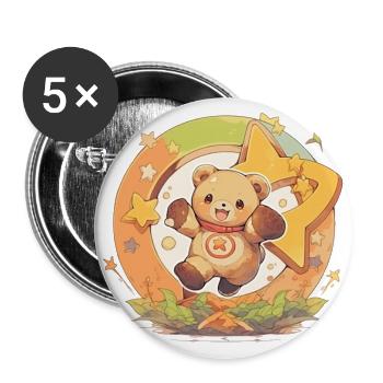 Kawaii Teddybär - Buttons groß 56 mm (5er Pack) - Weiß - Vorne