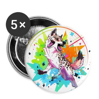 Hyena Color - Lot de 5 grands badges (56 mm) - blanc - Devant