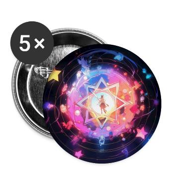 Die bunte Sternenkonstellation - Buttons groß 56 mm (5er Pack) - Weiß - Vorne