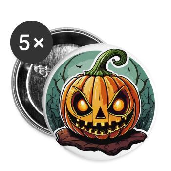 Citrouille sinistre Jack o' Lantern - Lot de 5 grands badges (56 mm) - blanc - Devant