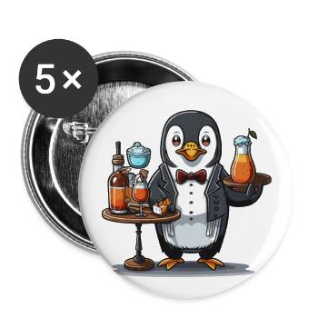 Pinguine gießen - Buttons groß 56 mm (5er Pack) - Weiß - Vorne