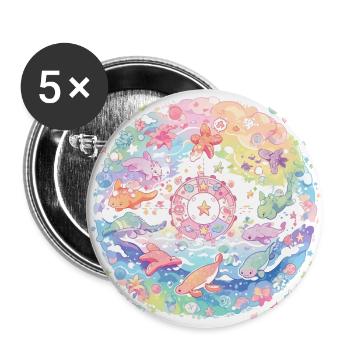 Cute sea animals - Buttons large 2.2''/56 mm (5-pack) - white - Front