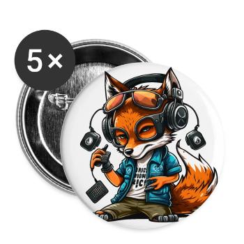 Foxy Beats - Buttons large 2.2''/56 mm (5-pack) - white - Front
