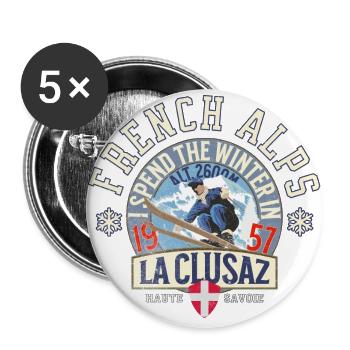 Den Winter verbringe ich in La Clusaz - Buttons groß 56 mm (5er Pack) - Weiß - Vorne
