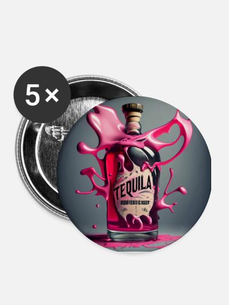 Tequila - Buttons groß 56 mm (5er Pack) - Weiß