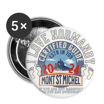 I love Normandy and Mt St Michel - Buttons large 2.2''/56 mm (5-pack) - white - Front