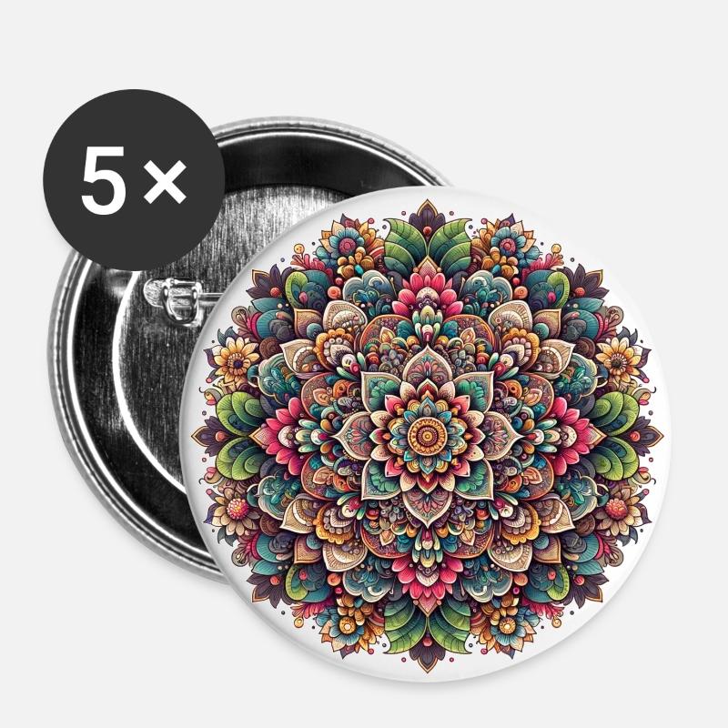 Mandala 2 - Buttons groß 56 mm (5er Pack) - Weiß