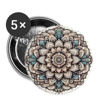 Mandala - Buttons groß 56 mm (5er Pack) - Weiß - Vorne