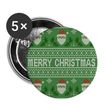 Green Ugly Sweater Christmas Santa Cluse Fun - Buttons large 2.2''/56 mm (5-pack) - white - Front