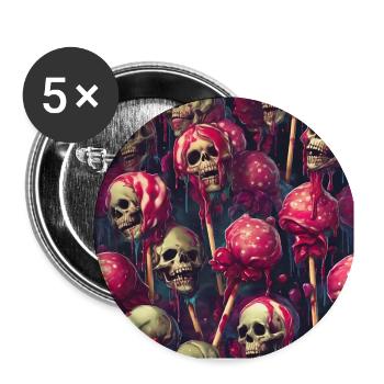 Totenköpfe Lutscher geschmolzen - Buttons groß 56 mm (5er Pack) - Weiß - Vorne