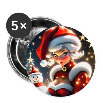 Joyeux Noel #11 - Lot de 5 grands badges (56 mm) - blanc - Devant