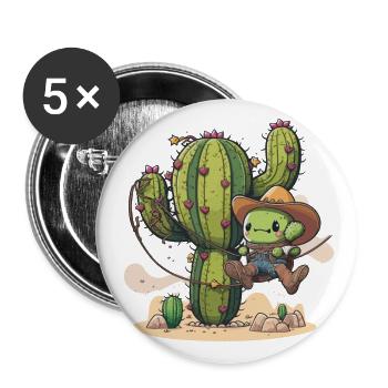 Kaktus-Rodeo - Buttons groß 56 mm (5er Pack) - Weiß - Vorne
