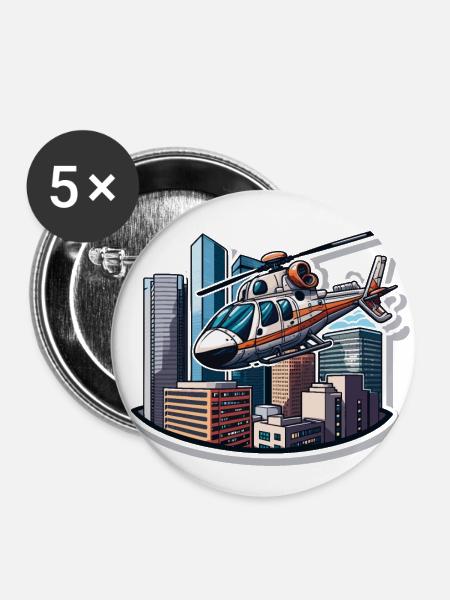 Der Urban Aviator - Buttons groß 56 mm (5er Pack) - Weiß