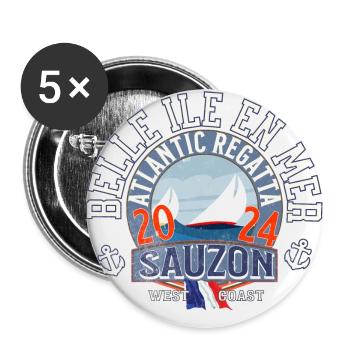 Belle Ile en Mer Sauzon - Lot de 5 grands badges (56 mm) - blanc - Devant
