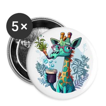 Giraffes Smoke Shop - Buttons large 2.2''/56 mm (5-pack) - white - Front