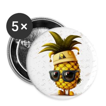 Ananas-Paradies - Buttons groß 56 mm (5er Pack) - Weiß - Vorne