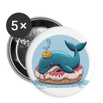 Donut-Reiter - Buttons groß 56 mm (5er Pack) - Weiß - Vorne