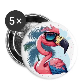 Flamingo Diva - Buttons groß 56 mm (5er Pack) - Weiß - Vorne