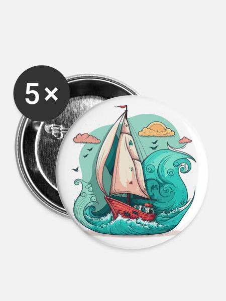 Der Seefahrer - Buttons groß 56 mm (5er Pack) - Weiß