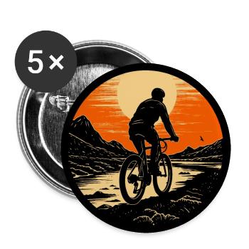 Mountainbiking bei Sonnenuntergang - Buttons groß 56 mm (5er Pack) - Weiß - Vorne