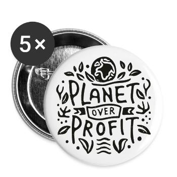 Planet over profit - Lot de 5 grands badges (56 mm) - blanc - Devant