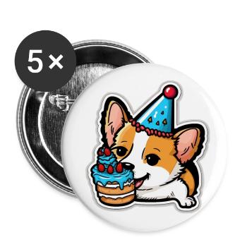 Party Pup - Buttons large 2.2''/56 mm (5-pack) - white - Front