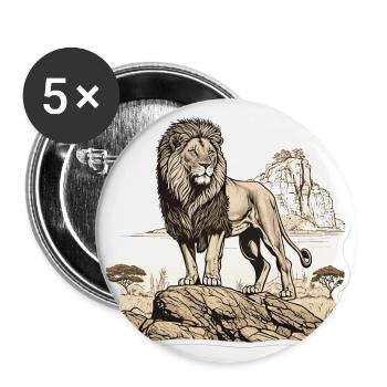 Majestic Lion - Buttons large 2.2''/56 mm (5-pack) - white - Front