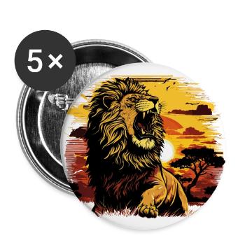 Majestätischer Löwe - Buttons groß 56 mm (5er Pack) - Weiß - Vorne