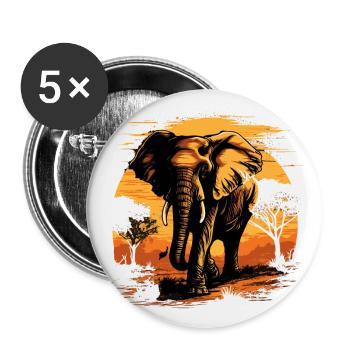 Éléphant majestueux - Lot de 5 grands badges (56 mm) - blanc - Devant