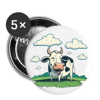 Contented Cow - Buttons large 2.2''/56 mm (5-pack) - white - Front