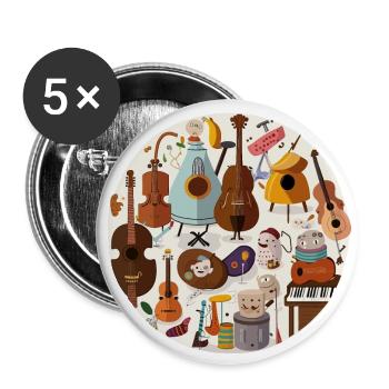 Die Instrumental-Crew - Buttons groß 56 mm (5er Pack) - Weiß - Vorne