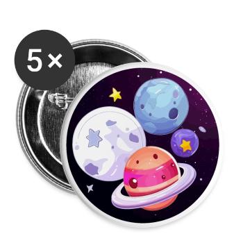 Kosmisches Abenteuer - Buttons groß 56 mm (5er Pack) - Weiß - Vorne