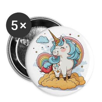 Licorne d’or - Lot de 5 grands badges (56 mm) - blanc - Devant