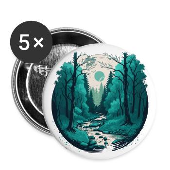 Whispers of the Woods: Gelassenheit in der Natur - Buttons groß 56 mm (5er Pack) - Weiß - Vorne