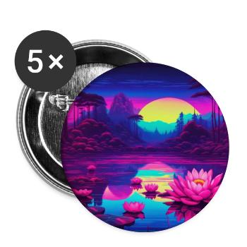 Seerosen auf dem See - Buttons groß 56 mm (5er Pack) - Weiß - Vorne