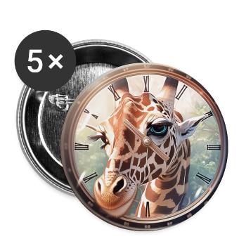 L'horloge girafe - Lot de 5 grands badges (56 mm) - blanc - Devant