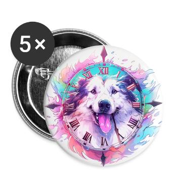 Le chien bleu et violet - Lot de 5 grands badges (56 mm) - blanc - Devant