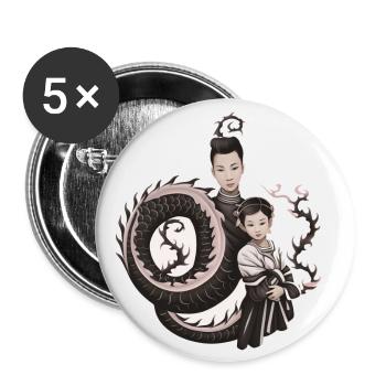 Le secret du dragon - Lot de 5 grands badges (56 mm) - blanc - Devant