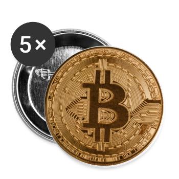 Bouton « BITCOIN » design, logo, autocollant, aimant - Lot de 5 grands badges (56 mm) - blanc - Devant