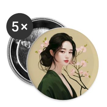 Beautiful Asian - Lot de 5 grands badges (56 mm) - blanc - Devant