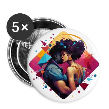Afro Art - Lot de 5 grands badges (56 mm) - blanc - Devant