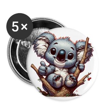 Cute koala bear rejoices. For the family - Buttons large 2.2''/56 mm (5-pack) - white - Front