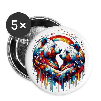 Bärenbund - Bear Bond - Buttons groß 56 mm (5er Pack) - Weiß - Vorne