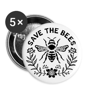 Save the bees - Buttons large 2.2''/56 mm (5-pack) - white - Front