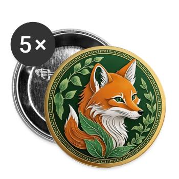 Ausgefallene Münze ein grüner Fuchs mit Orange - Buttons groß 56 mm (5er Pack) - Weiß - Vorne