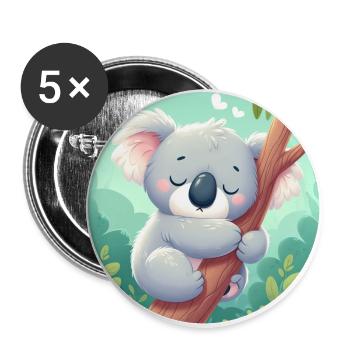 Koala heureux Koala Ours Koala - Lot de 5 grands badges (56 mm) - blanc - Devant